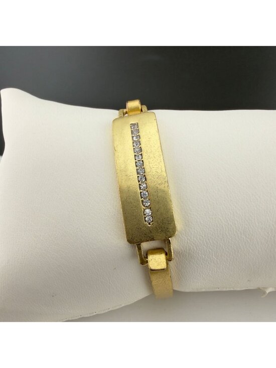 J.Crew Jewelry - J.Crew Gold Tone Crystal Bangle Bracelet Brushed Minimalist Classic